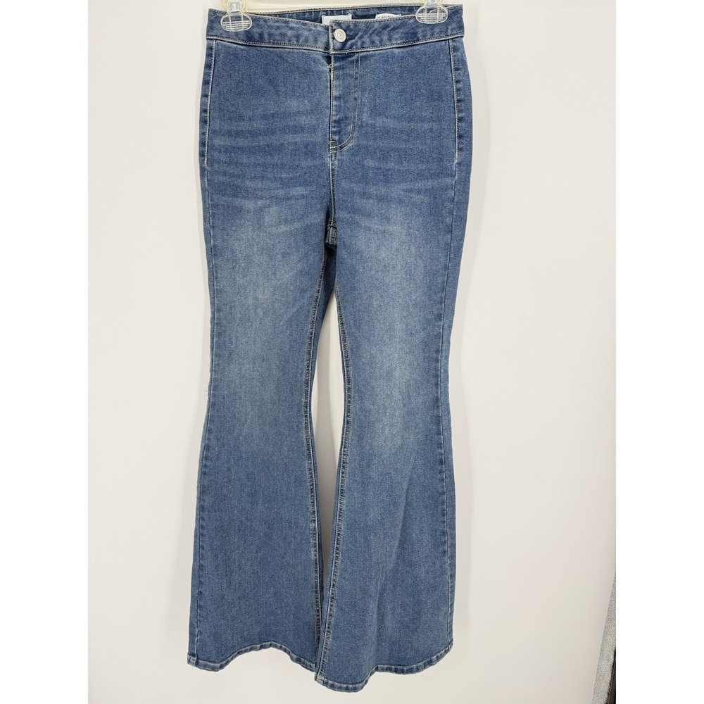 True Craft High Rise Flare Jeans Medium Wash Seam Back Bell Bottoms Size 4R